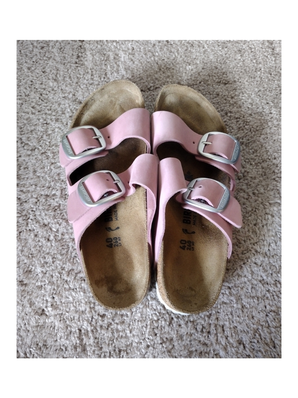 Birkenstock Rose Suede Double Buckle Slide Size 9